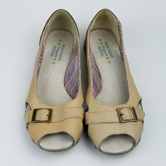 skechers peep toe flats